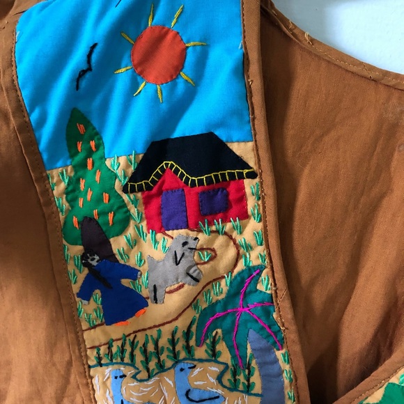 Colombian Linen Embroidered Mumu - Picture 2 of 4